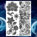 Women Girl Big Arm Owl Fake Tattoo Temporary Henna India Tatoo Stickers Custom Mandala Flower Black Turtle Tattoos Lace