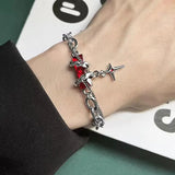 Retro Black Zircon Star Bracelet for Women Men Gifts Trend Titanium Steel Chain Unisex Goth Jewelry New Couple Accessories