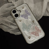 Luxury Shine Colorful Butterfly Glitter Case For iPhone 16 Pro Max 15 Plus 14 13 12 11 Soft TPU Phone Back Cover