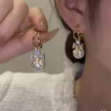 New Trend Simulation Pearl Long Earrings Women's Flower Rhinestone Wedding Pendant Earrings Fashion Korean Jewelry Earrings