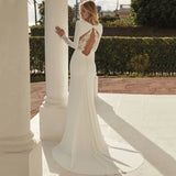 V-Neck Wedding Dress Long Sleeve Lace Appliques Backless Sexy Mermaid Bride Gown For Women Customize To Measures Elegant