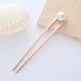 Simple Imitation Pearl Hair Sticks Elegant U-Shape Metal Hairpins For Women Girls Fashion Bun Styling Tools Hair Accessories