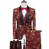 Spring Autumn New Men's Casual Business Boutique Suit Three Piece Set / Men's Coat Jacket Pants Vest Trousers Waistcoat