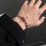 Retro Black Zircon Star Bracelet for Women Men Gifts Trend Titanium Steel Chain Unisex Goth Jewelry New Couple Accessories