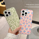 Cute Pink Leopard Print Phone Case for IPhone 16 15 14 Pro Max 13 16Pro 15Pro 14Pro Green Leopard Stylish Lovely Soft Cover Case