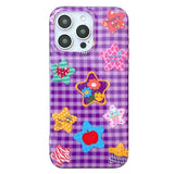 Purple Cute Star Silicone Soft Stripe Phone Case for IPhone 16 15 14 13 Pro Max 16Pro 15Pro 14Pro Shockproof Cartoon Back Cover