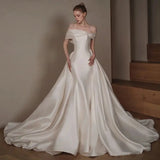 Pisoshare - Light Wedding Dress One Shoulder Main Wedding Dress New Bride Toast Dress Fish Tail Outgoing Dress Big Tail Wedding Dress