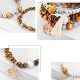 4pcs/set Tree Of Life Pendant Multilayer Beaded Bracelet Round Bead Wooden Bead Bracelet Bohemian Ethnic Jewelry Accessories Handmade -A Stylish Accessory, Father's Day Gift