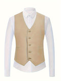 2-Piece Men's Classic Solid Color Dress Suit Set - Single Breasted V-Neck Waistcoat and Fitted Pants for Wedding, Party, Dance, and Formal Occasions - Stylish, Comfortable, and Versatile