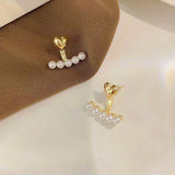 1 Pair Of Heart-shaped Front And Back Wearing Earrings, Women's Fashion Popular Pearl Adjustable Two Wear Style Exquisite Earring Christmas, Halloween, Thanksgiving Day Gift