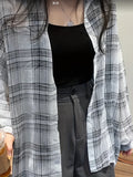 Plaid Print Button Front Shirt, Casual Long Sleeve Shirt For Spring & Fall, Women's Clothing