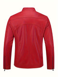 Stylish Men's PU Leather Jacket - Chic Stand Collar, Zip-Up Closure, Casual Wear for Everyday, Party, or Outdoor Activities - High-Quality, Durable, Water-Resistant, and Easy to Clean