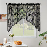 Butterfly Flower Plant Pattern 1pc Valance Sheer Curtain - Short Tulle Lacework Tassel Half Curtain for Bedroom Living Room Home Decor