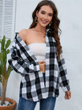 Vibrant Plaid Long Sleeve Collared Shirt - Soft, Breathable, Relaxed Fit, Button Front Pocket, Casual Chic for Spring & Fall - Women's Clothing, Perfect for Daily Wear