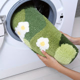 Machine Washable Fluffy Plush Green Flocked Moss Bath Mat - Luxurious Indoor Rug for Living Room, Bedroom & Bathroom Decor, Irregular Winter Decor Decoration