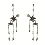 Halloween Silvery Skeleton Design Dangle Earrings Retro Goth Style Alloy Jewelry Ghost Festival Ornaments