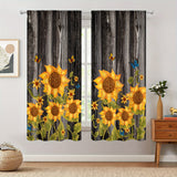 2pcs Sunflower Printed Curtain, Rod Pocket Window Treatment For Bedroom Office Kitchen Living Room Study Home Decor