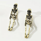 Halloween Silvery Skeleton Design Dangle Earrings Retro Goth Style Alloy Jewelry Ghost Festival Ornaments