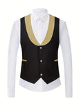 Elegant All-Season Men's Tuxedo - 3-Piece Suit with Peak Lapels, Machine-Washable, Perfect for Weddings & Business Events