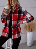 Classic Plaid Button-Front Shirt - Fashionable & Elegant Long Sleeve Outerwear for Women - Timeless Style, Warm Comfort