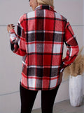 Classic Plaid Button-Front Shirt - Fashionable & Elegant Long Sleeve Outerwear for Women - Timeless Style, Warm Comfort