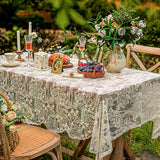 Elegant French White Lace Tablecloth - Solid Polyester, Round/Rectangular/Square Options for Dining and Coffee Tables, Perfect for Home Decor, Coffee Table Accessory | Sophisticated Table Setting | Intricate Lace Detail