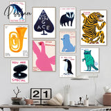 Aesthetic David Shrigley Tiger Penguin Whale Shell Cat Wall Art Nordic Poster Prints Canvas