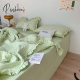 Air Conditioning Quilt + Pillowcases 3Pcs Bedding Set Korean Solid Color Breathable Summer Cool Not