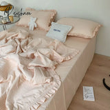 Air Conditioning Quilt + Pillowcases 3Pcs Bedding Set Korean Solid Color Breathable Summer Cool Not