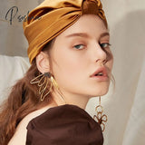 Asymmetric Flower Oversized Dangle Earrings For Women Stunning Korean Vintage Metal Earings Jewelry