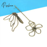 Asymmetric Flower Oversized Dangle Earrings For Women Stunning Korean Vintage Metal Earings Jewelry