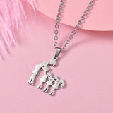 1pc Fashionable & Minimalist Stainless Steel Mother & Daughter Pendant Necklace For Men, Ideal choice for Gifts