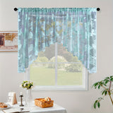 Butterfly Flower Plant Pattern 1pc Valance Sheer Curtain - Short Tulle Lacework Tassel Half Curtain for Bedroom Living Room Home Decor