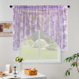 Butterfly Flower Plant Pattern 1pc Valance Sheer Curtain - Short Tulle Lacework Tassel Half Curtain for Bedroom Living Room Home Decor