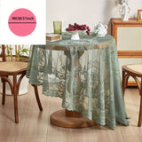 Vintage White & Green Lace Round Tablecloth - Luxury Vintage Style, Polyester, Perfect for Dining & Kitchen Decor