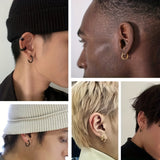 5pcs Stainless Steel Earrings Round Wire Earrings Hooks Loop Drop Dangles Set, Huggie Hoop Earring Hooks For Men
