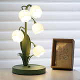 [Usb Convenience] USB-Powered Suzuran Flower Table Lamp with Faux Floral Design, Matte Metal Finish, Artistic Decorative Lighting, Switch Button Control, Includes Power Interface