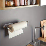 [Self-Adhesive Paper Towel Holder] Under Cabinet Paper Towel Holder, Silvery Drilled or Self-Adhesive Paper Towel Holder, Paper Towel Roll Holder, Stainless Steel Under Counter Paper Towel Holder, Suitable for Kitchen, Pantry