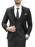 Men's Fashion Casual 3-Piece Suit with Tailcoat, Solid Color Viscose Blend, Non-Stretch Woven Fabric, Regular Fit for Weddings and Banquets