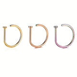 2pcs/3pcs/5Pcs Non Piercing Nose Ring, Fashion Punk Non Piercing Stainless Steel Nose Clip, Nose Septum, Body Jewelry