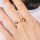 White Zircon Interwoven Pattern Ring Groove Ring Jewelry Wedding Engagement Ring Anniversary Gift