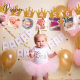 Baby 1St Birthday Banner Flag Monthly One Year Bunting Garland Shower Boy Girl First Happy Party