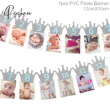 Baby 1St Birthday Banner Flag Monthly One Year Bunting Garland Shower Boy Girl First Happy Party