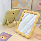 Portable Cartoon Themed Makeup Mirror - Polished Finish Non-Slip Dresser Mount Glass Mirror for Travel & Vanity Use - Plastic Frame, Unscented, No Electricity Required