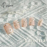 Ballet Long Press On Fake Nails With Rhinestones False Nails Design Cute Bowknot Nail Tips N5040 /