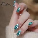 Ballet Long Press On Fake Nails With Rhinestones False Nails Design Cute Bowknot Nail Tips N5107 /