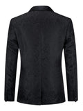 Formal 2 Pieces Set, Men's Jacquard Shawl Collar Suit Jacket & Dress Pants Suit Set For Business Dinner Wedding Party