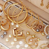 86psc/set Luxurious Middle Eastern Jewelry Set, Vintage & Bohemian Style, Butterfly Heart Faux Pearl Bead Leaf Floral Knot Wide Band Pendant Necklace + Rings + Earrings + Studs, Gift Box For Party, Holiday, Date Night And Eve