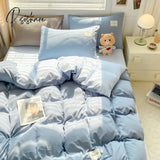 Yanyangtian Bed Linen Bedding Set Washed Cotton Four-Piece Sheets Set Comfort Sets Solid Christmas