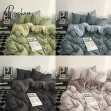 Bed Linen Bedding set Washed Cotton Four-Piece Bed Sheets Set Comfort Sets Solid Christmas Couple Bed Quilt Cover